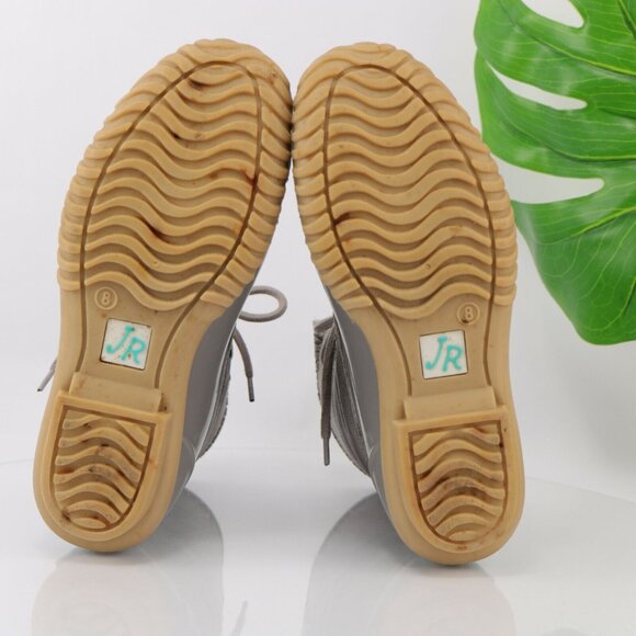 Jack Rogers Womens Hayley Duck Boot Size 8 Gray Silver Lace-Up Rubber Leather - Picture 10 of 12